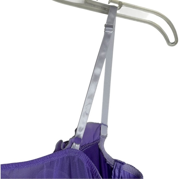 Vtg Y2K Babydoll Bustier Lingerie Top Sz Large Purple Sheer Shirley Of Hollywood - Picture 6 of 10